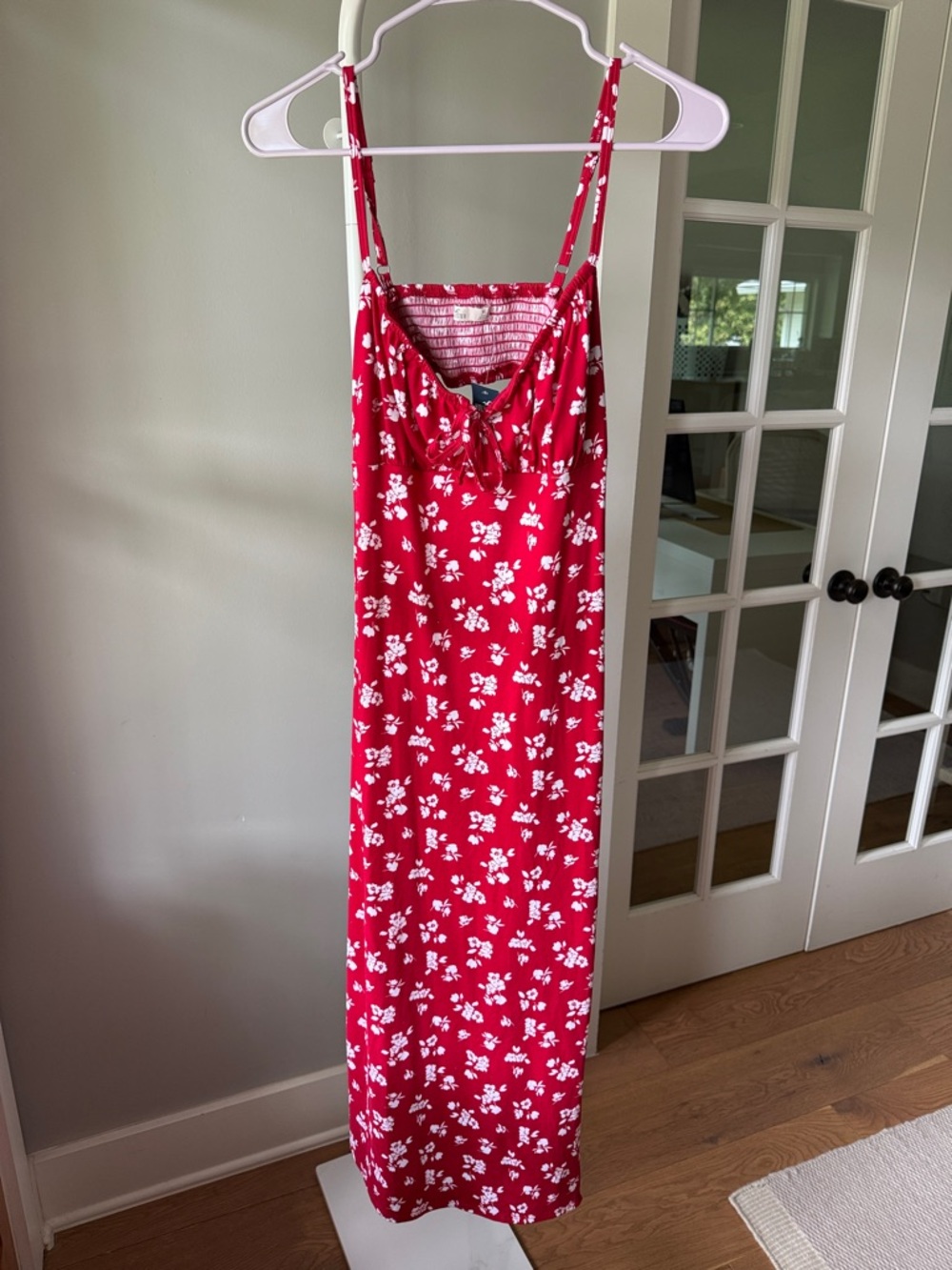 Hollister Red Floral Slip Midi Dress